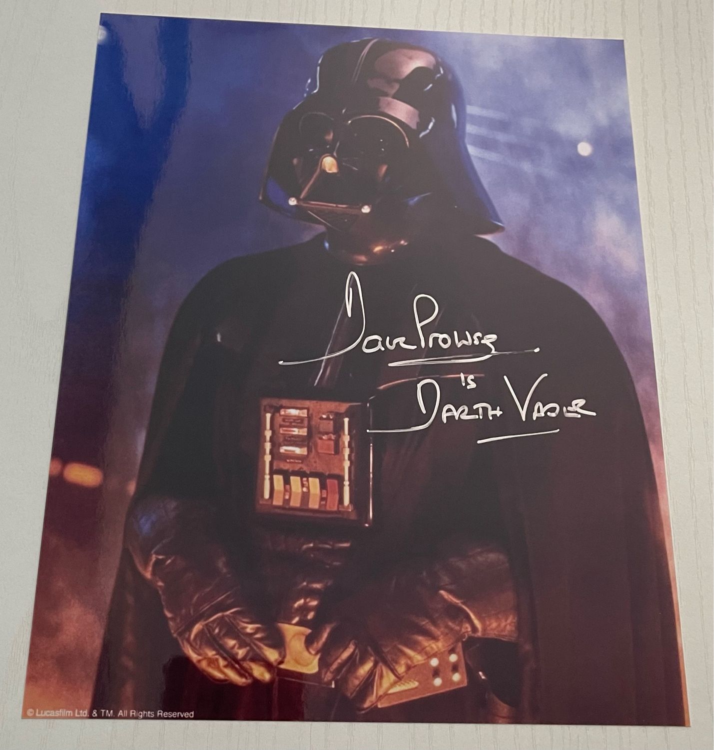 8X10 DARTH VADER PHOTO SIGNED BY DAVE PROWSE