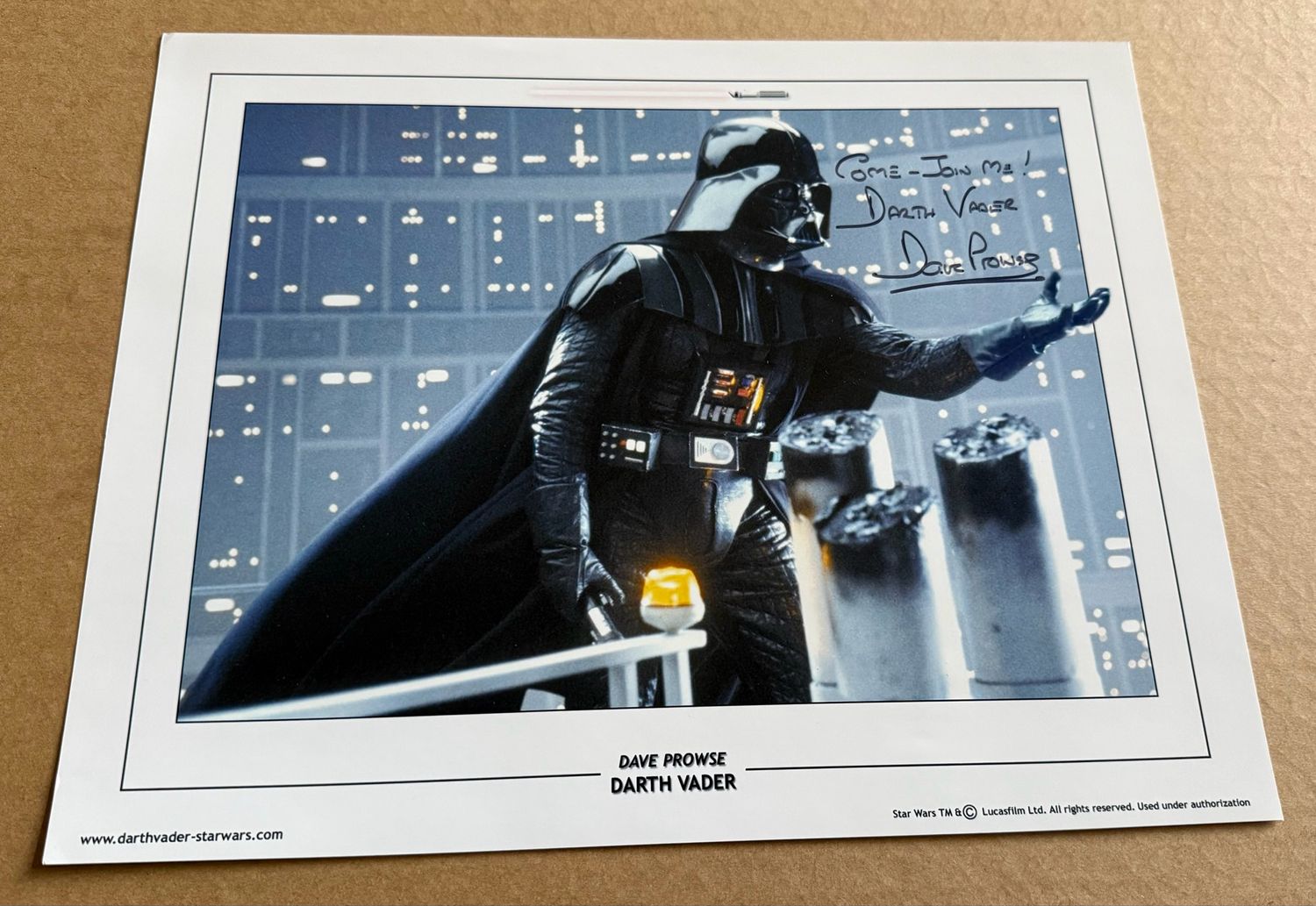 DARTH VADER 15X12 PHOTO SIGNED BY DAVE PROWSE