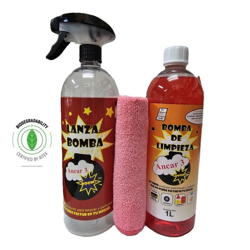 Bomba de Limpieza 1L + Lanza-Bomba + Bayeta Microfibra