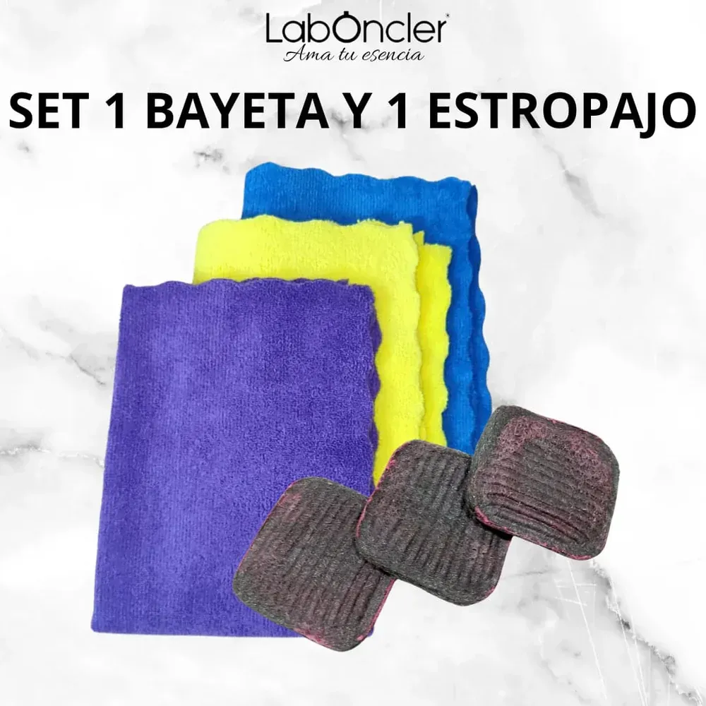 Set Bayeta de Microfibra y Estropajo Jabonoso