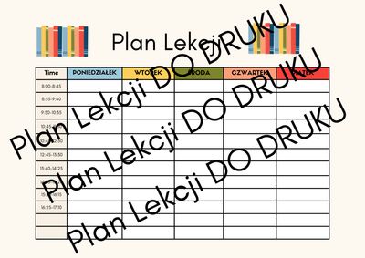 Plan Lekcji „Kolorowe Grzbiety” – Organizacja z uśmiechem!
