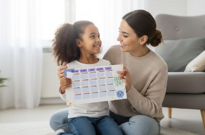 Karty Motywacyjne "Dobre Kroki" – Pełny Rok Szkolny (PDF) NIEBIESKI