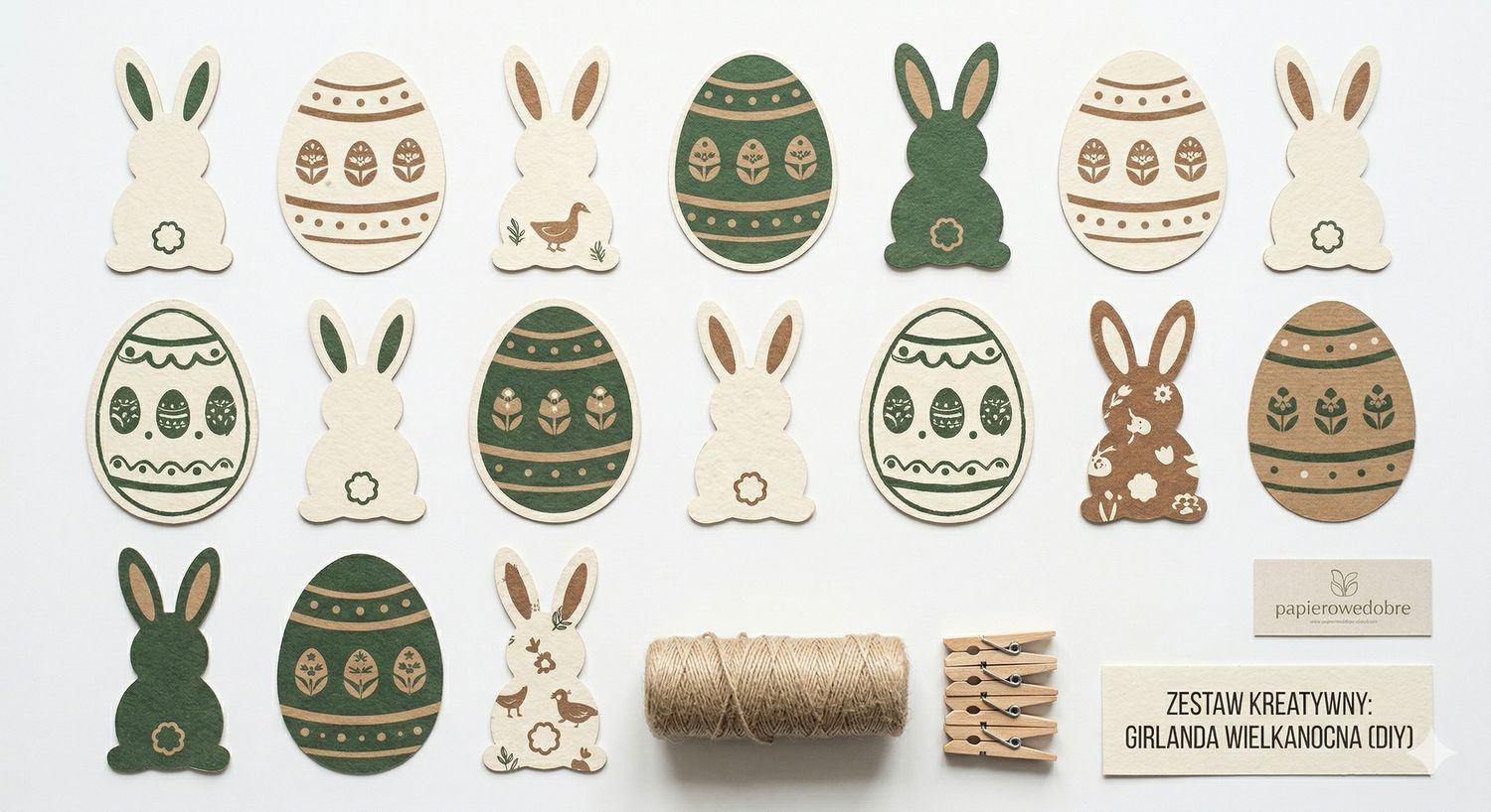 Wielkanocna Girlanda Papierowa – Zestaw „Zajączki i Pisanki (PDF)
