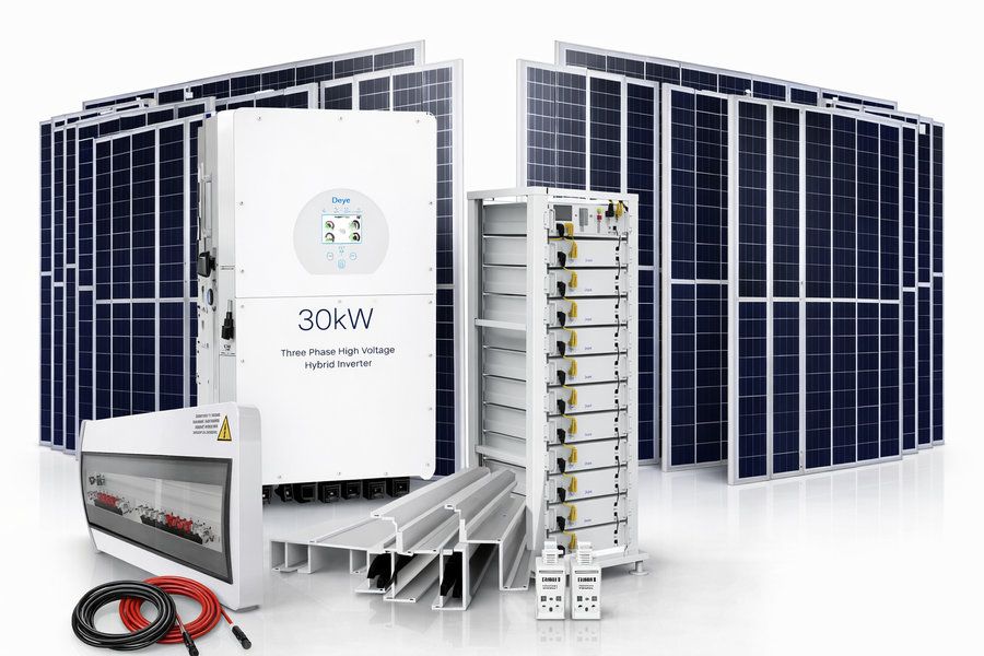 30KW Deye full solar system HV with BOS-G battery bank
