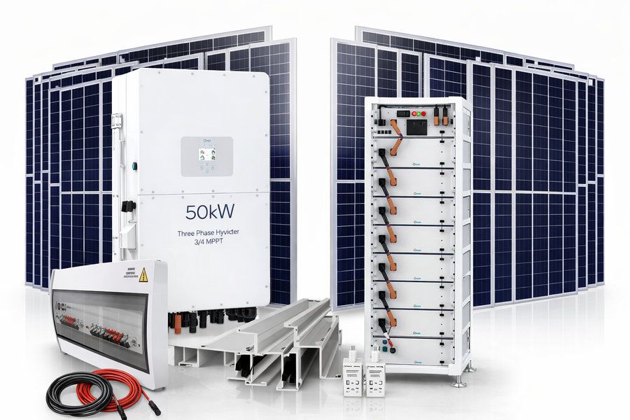 50KW Deye full solar system with Deye Bos-A battery bank