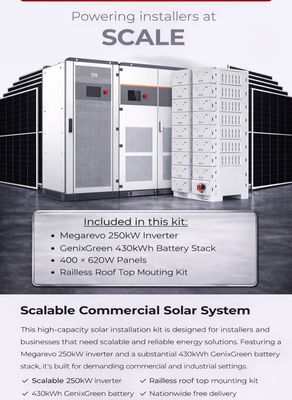 250KW Megarevo with 430KWh batteries + 400 x 620W solar panels