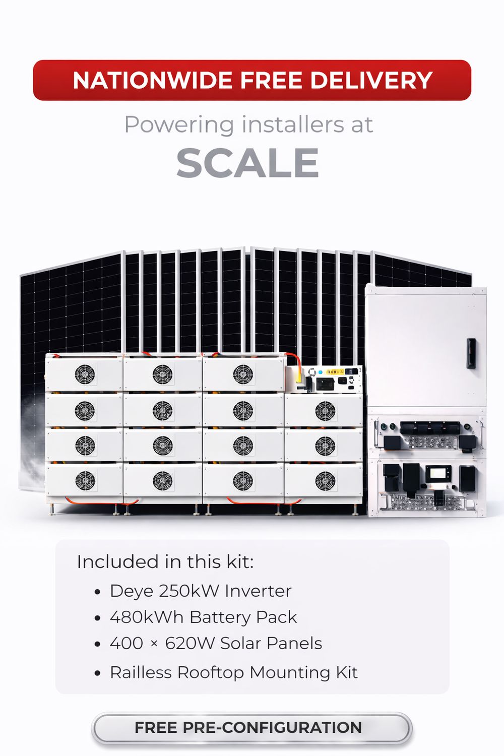 250KW Deye with 480Kwh battery bank + 400x 620W panels