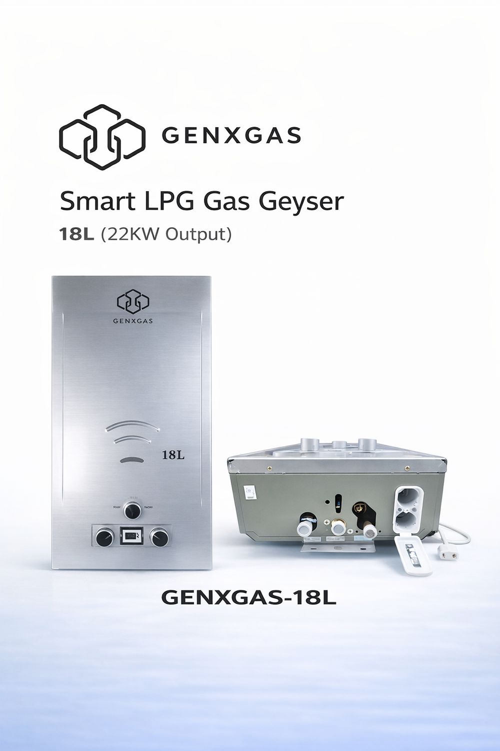 GenXGas: Smart LPG Gas Geyser 18L (22KW Output) (GENXGAS-18L)