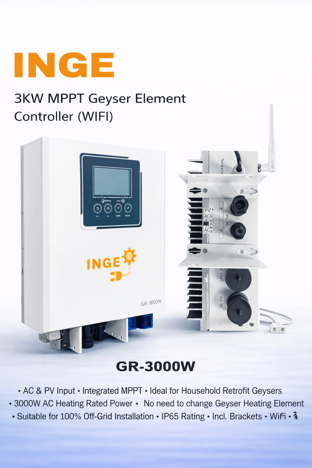 Inge 3KW MPPT Geyser Element Controller (WIFI) (GR-3000W)