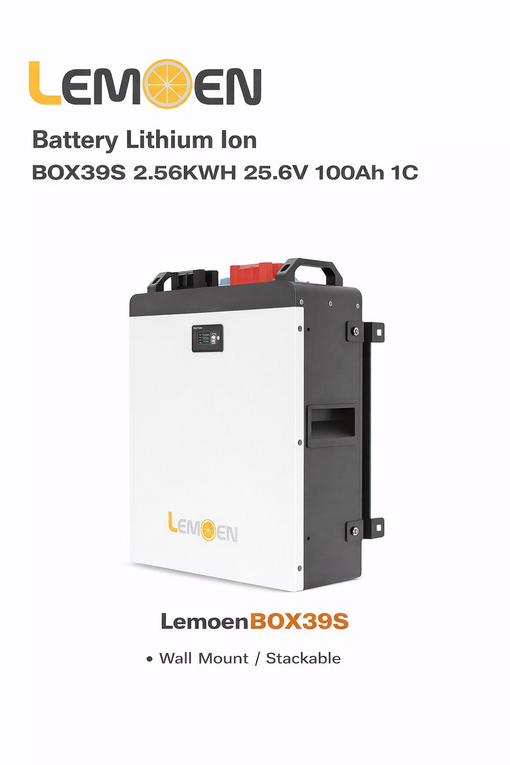 Lemoen Battery Lithium Ion BOX39S 2.56KWH 25.6V 100Ah 1C (Wall Mount / Stackable) (LemoenBOX39S)