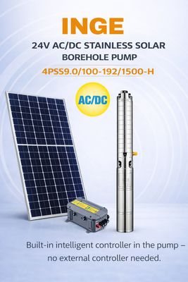 100m, 9000L/h INGE 4″ STAINLESS STEEL IMPELLER(AC/DC) SOLAR PUMP (4PSS9.0/100-192/1500-H) 1500W