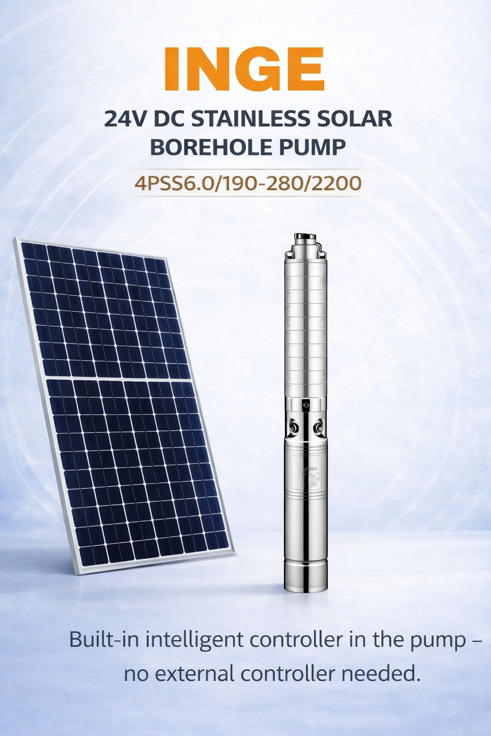 45m, 4000L/h Inge 3 Inch Stainless Steel Impeller DC Brushless Solar Pump 48VDC 400W (3PII4.5/35-48/400)