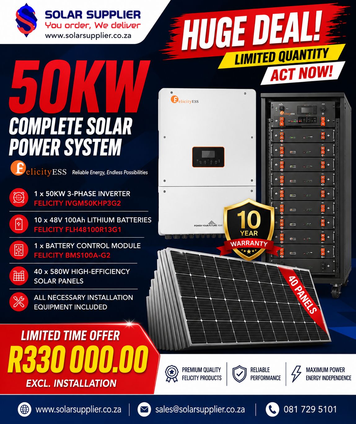 50Kw Felicity solar with batteries and solar panels