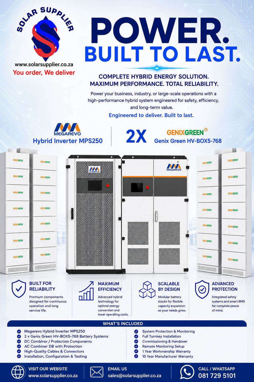 Megarevo MPS250 plus 2x Genix Green HV-Box5-768 battery system