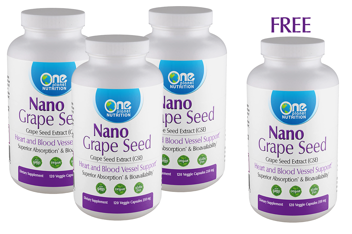 Nano Grape Seed (GSE) - 120 Caps - 250mg - Buy 3 Get 1 Free