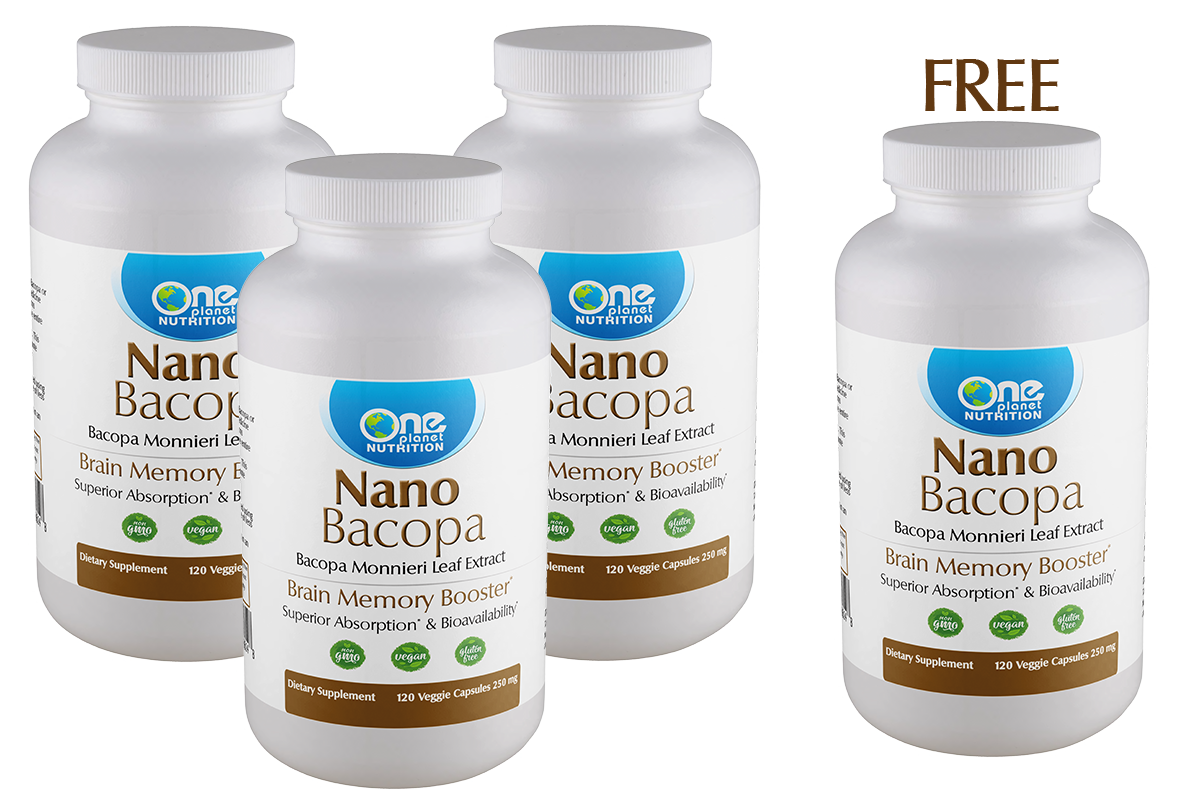 Nano Bacopa - 120 Caps - 250 mg - Buy 3 Get 1 Free