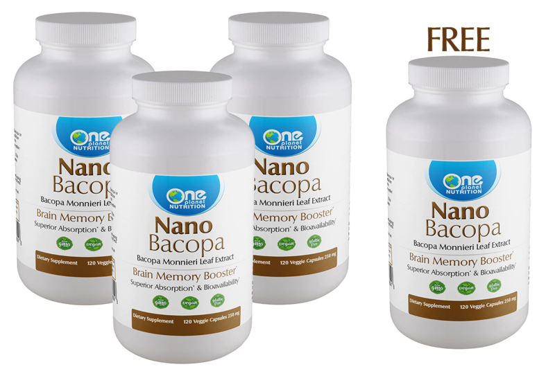 Nano Bacopa - 120 Caps - 250 mg - Buy 3 Get 1 Free