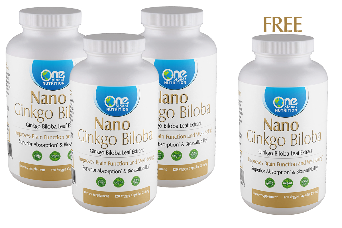 Nano Ginkgo Biloba - 120 Caps - 250 mg - Buy 3 Get 1 Free