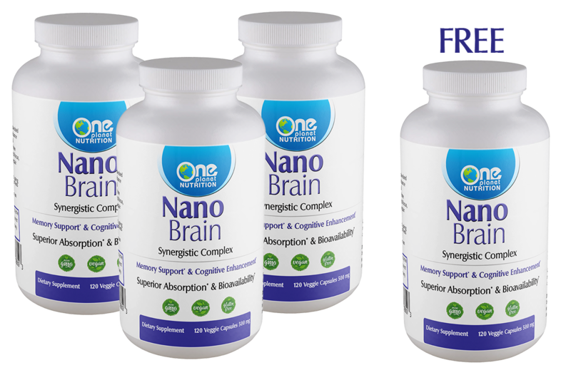 Nano Brain - 120 Caps - 500 mg - Buy 3 Get 1 Free