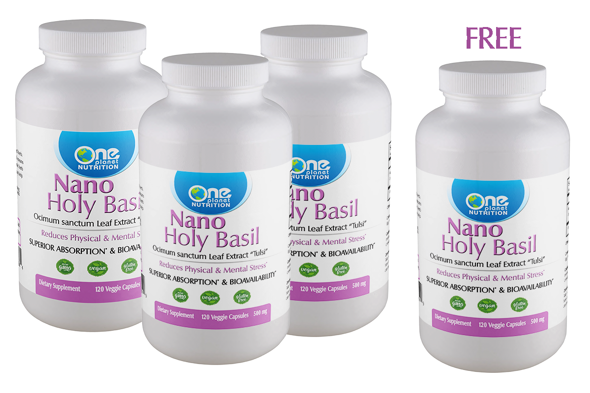 Nano Holy Basil (Tulsi) - 120 Caps - 500mg - Buy 3 Get 1 Free