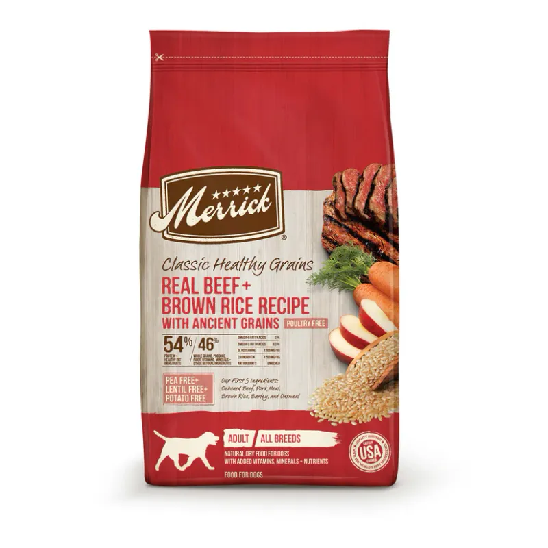 Merrick Classic Beef and Brown Rice with Ancient Grains Dry Dog Food 25 Lb