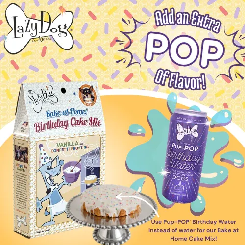 Lazy Dog Vanilla Birthday Cake &amp; Frosting Mix w/Sprinkles