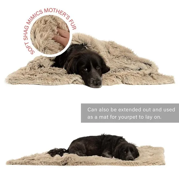 Best Friends Taupe Calming Shag Blanket 30x40