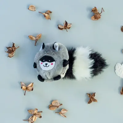 ZippyPaws Bushy Throw Raccoon Plush Dog Toy