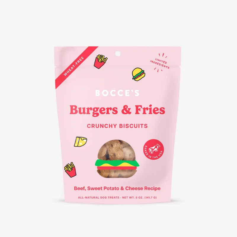 Bocce's Bakery Burgers &amp; Fries Biscuit Dog Treats 5oz