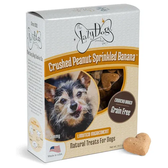 Grain Free Lazy Dog Boxed Biscuits Crushed Peanut Sprinkled Banana 14oz 