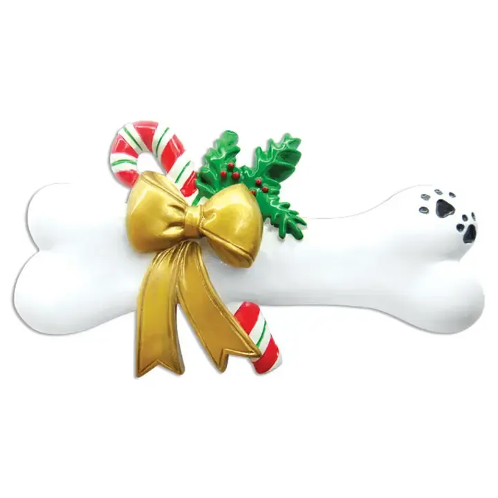 Dog Bone with Holly Personalized Ornament