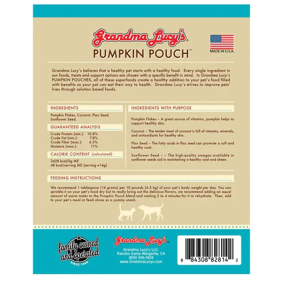 Grandma Lucy's Pumpkin Pouch Skin &amp; Coat Support Supplement for Dogs &amp; Cats