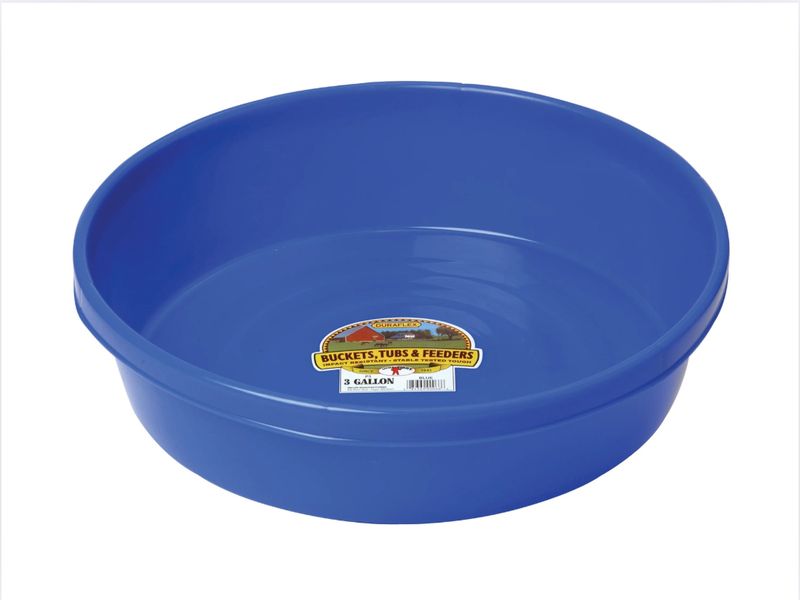 Plastic Utility Pan Durable &amp; Versatile Short Livestock Feeding Bucket (3 Gallon)