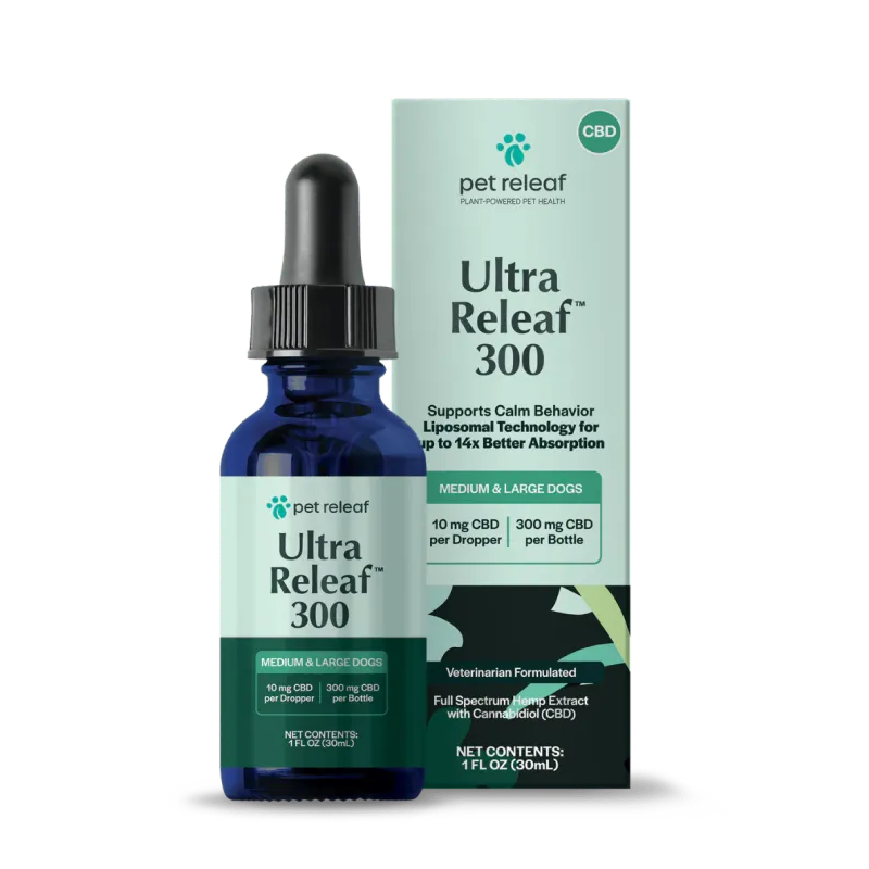 Pet Releaf Ultra Releaf Liposome Hemp Oil 300mg w/ Liposomal Technology for Maximum Absorption &amp; Rapid Relief for Med to Lrg