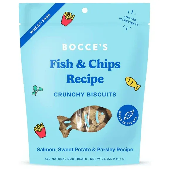 Bocce's Bakery Fish &amp; Chips Biscuit Dog Treats 5oz