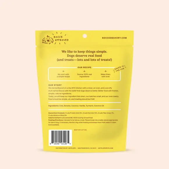 Bocce's Bakery Golden Glow Biscuit Dog Treats 5oz
