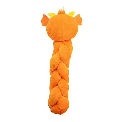 NO Twistiez Dragon TNT Interactive Plush Dog Toy Orange Large