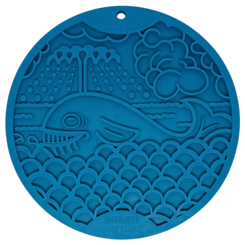 SodaPup eMat Enrichment Lick Mat Whale W Suction Cups Blue 8"