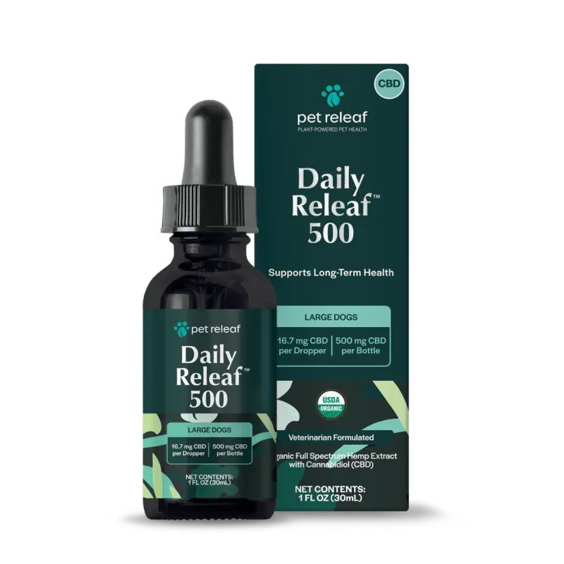 Pet Releaf 500 mg Daily Releaf Organic Hemp Oil for Large Dogs