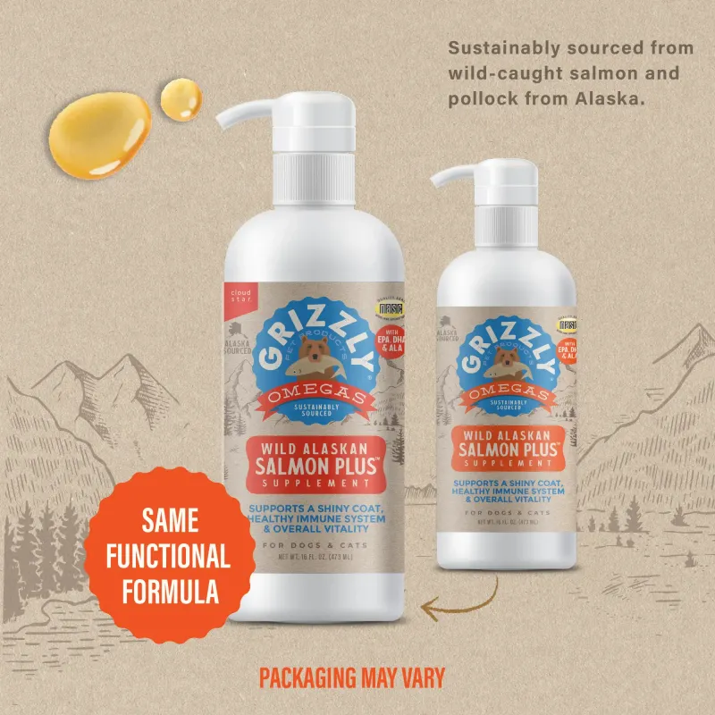 GRIZZLY DOG &amp; CAT SALMON OIL OMEGA PLUS 16OZ