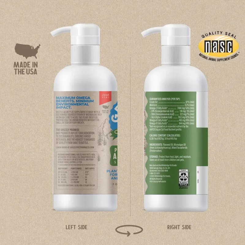 GRIZZLY DOG &amp; CAT ALGAL OIL PLUS 16OZ