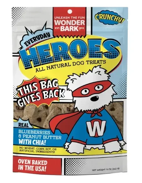  WONDER BARK ™ – EVERYDAY HEROES – DOG TREATS – BLUEBERRIES &amp; PEANUT BUTTER WITH CHIA