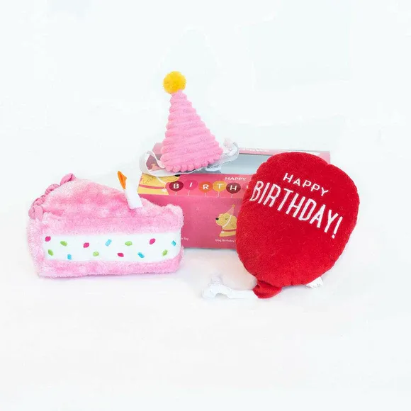 ZippyPaws Birthday Box Pink 3pc