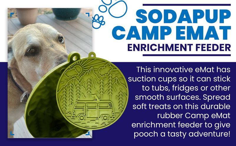 SodaPup eMat Enrichment Lick Mat Camp w Suction Cups Orange 8"