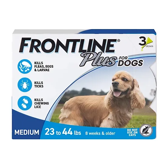 FRONTLINE PLUS FLEA &amp; TICK 5 MEDIUM 23-44# 3 DOSES