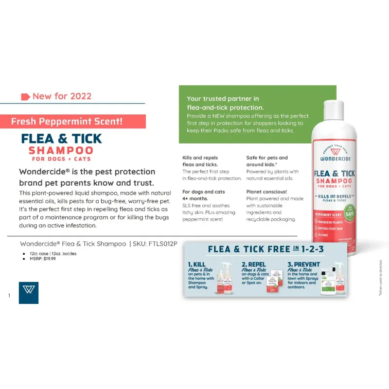 WONDERCIDE FLEA &amp; TICK SHAMPOO 12OZ