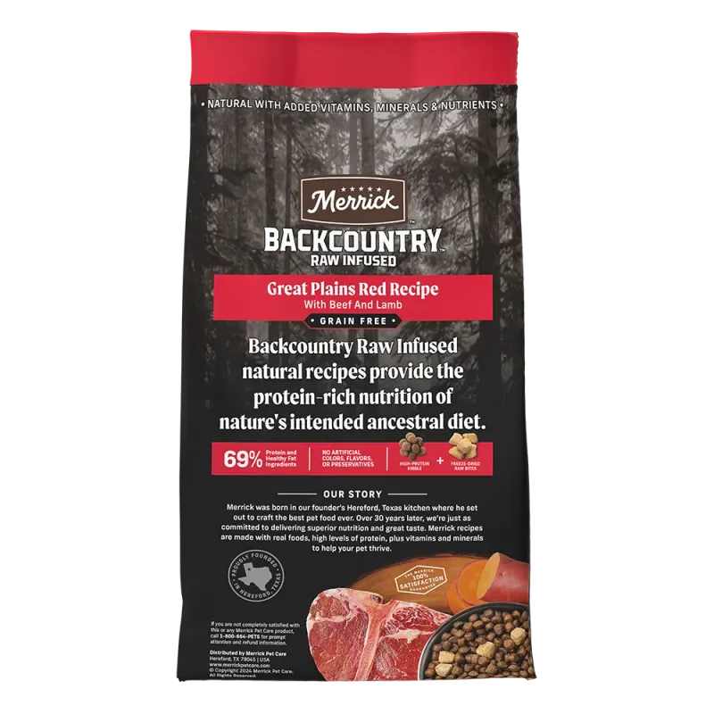 Merrick Backcountry Freeze Dried Raw Infused Grain Free Great Plains Red Recipe Dry Dog Food, 20 lbs.