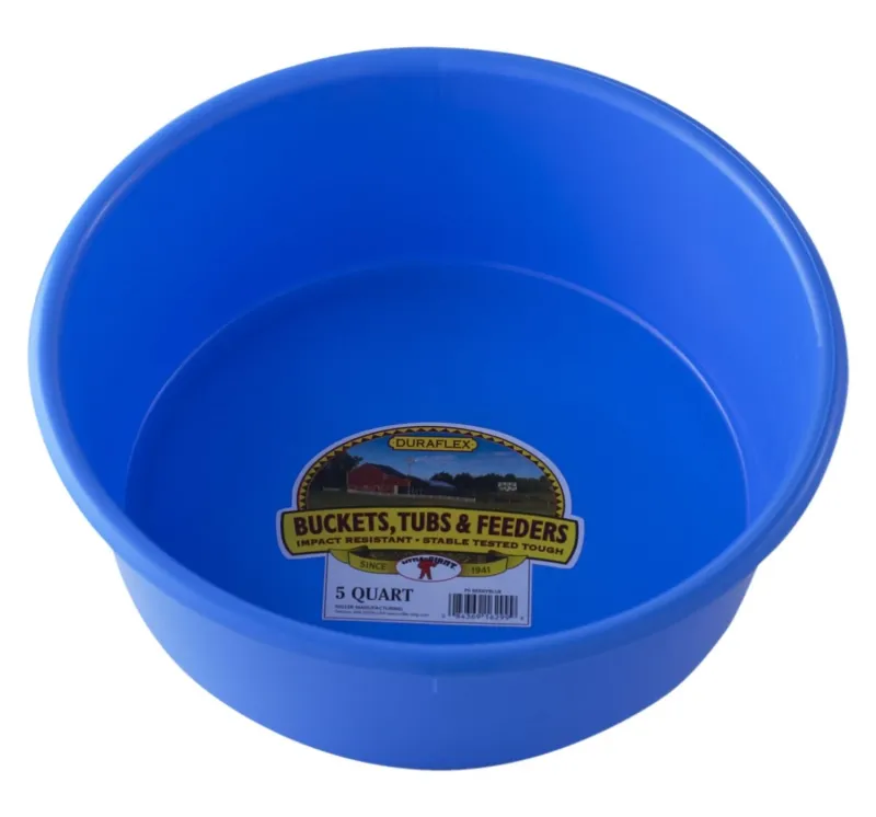 5 Quart Heavy Duty Plastic Berry Blue Utility Pan Livestock Feeding