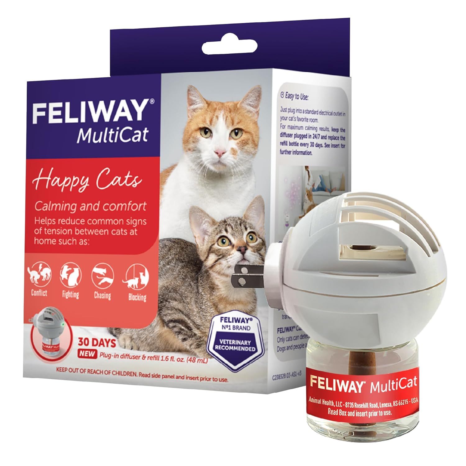 Feliway MultiCat Calming Pheromone Diffuser 30 Day Starter Kit 48 mL