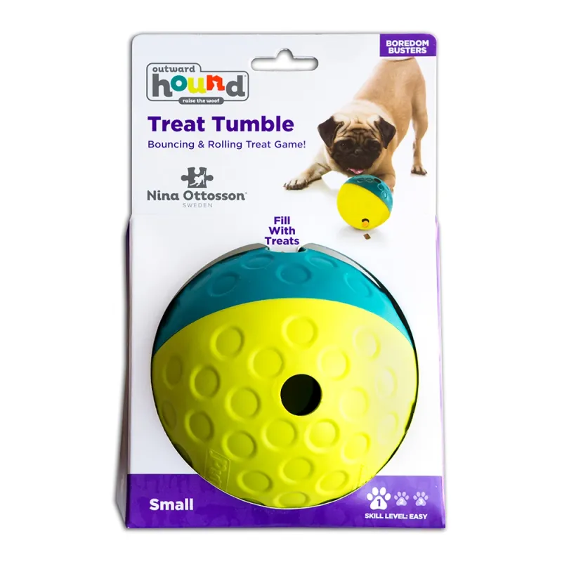 NO Treat Tumble Interactive Treat Dog Puzzle Blue/Green Small level 1